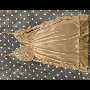 Tan Lace Slip Dress